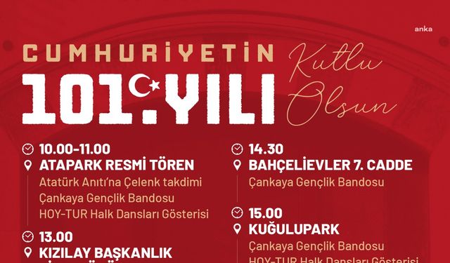 Cumhuriyet'in 101. Yılı, Çankaya'da Etkinliklerle Kutlanacak