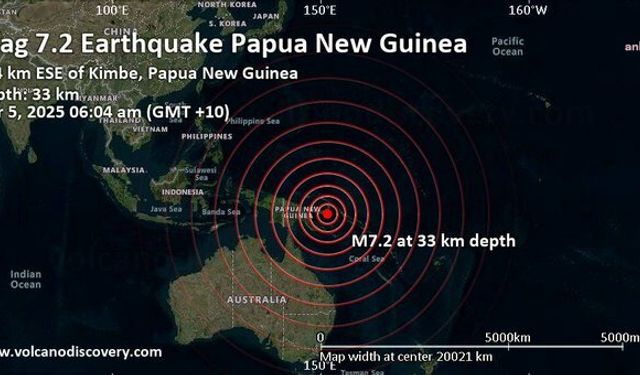 Papua Yeni Gine’de 7,2'lik Deprem, Tsunami uyarısı yapıldı