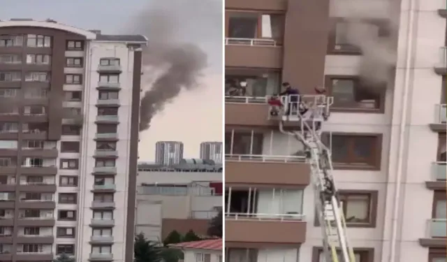 Ankara'da Bir Binada Yangın! Mahsur Kalan Anne ve Oğlu Kurtarıldı