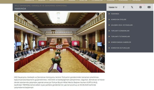 TBMM’de kurulan Milli Dayanışma Kardeşlik ve Demokrasi Komisyonu’na Özel İnternet Sitesi