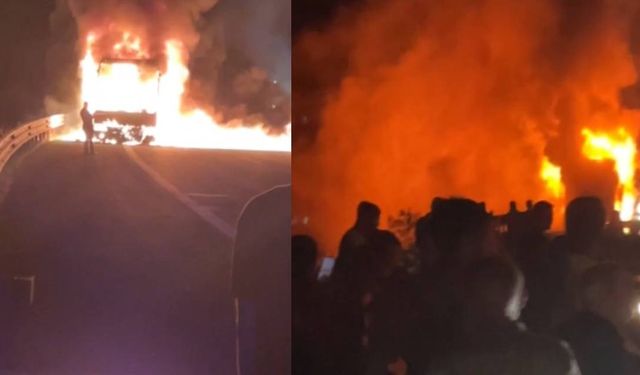 Ankara'da Korkunç Anlar: Seyir Halindeki Yolcu Otobüsü Alev Topuna Döndü