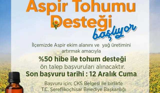 Şereflikoçhisar'da Aspir Tohumu Desteği Başladı