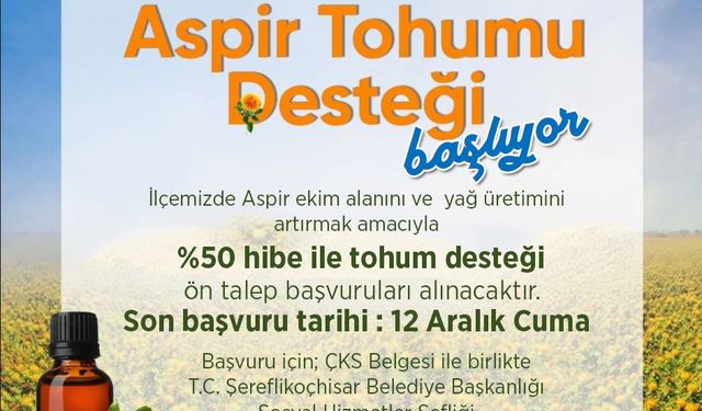 Şereflikoçhisar'da Aspir Tohumu Desteği Başladı