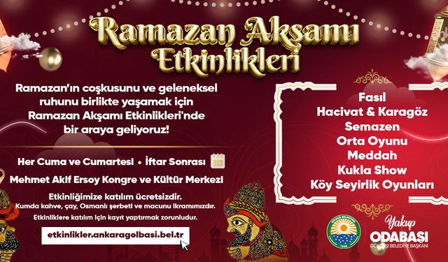Gölbaşı'nda Ramazan Akşamları Etkinliklerle Şenlenecek