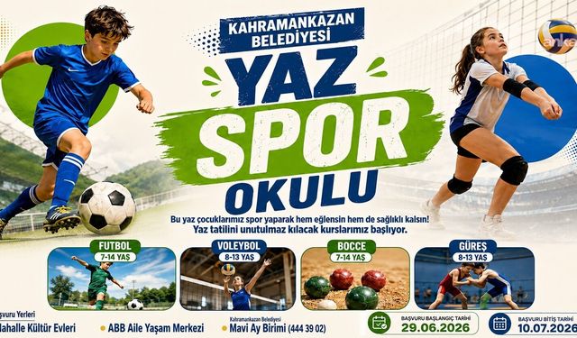 Kahramankazan Belediyesi'nin Çocuklara Yönelik Düzenlediği Yaz Spor Okulu Kayıtları Başladı