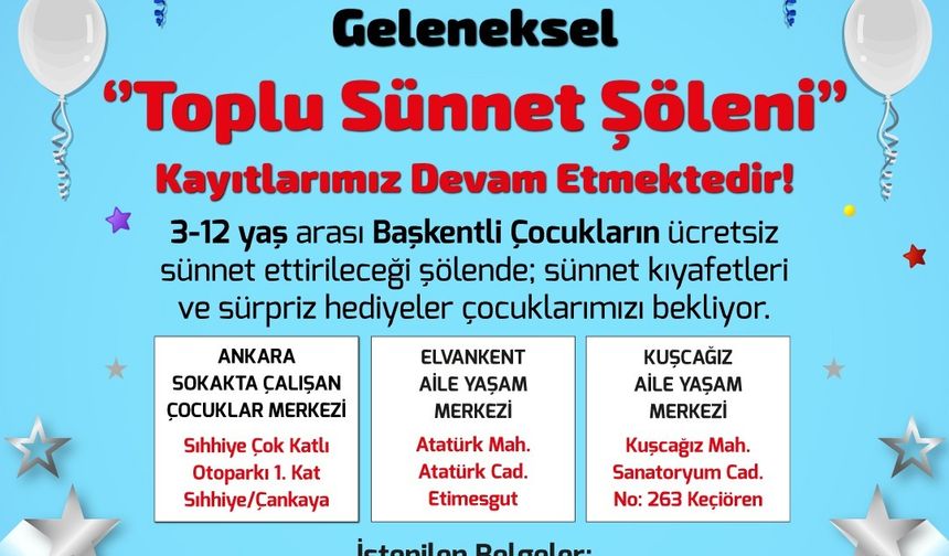 Ankara Büyükşehir Belediyesi'nden"Toplu Sünnet Şöleni"