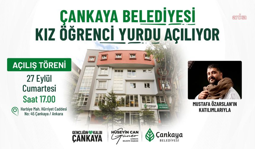 Çankaya Belediyesi Kız Öğrenci Yurdu, 27 Eylül’de Açılıyor