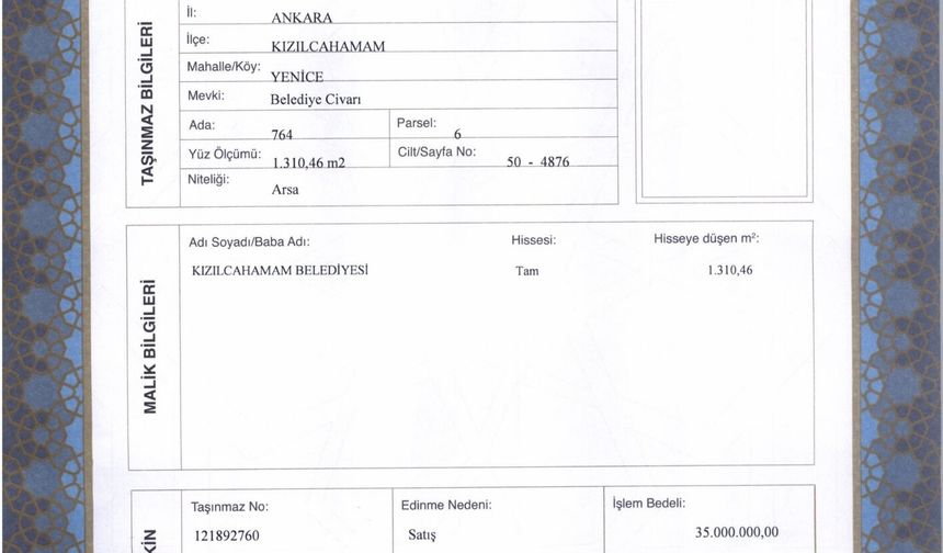 Kızılcahamam Belediyesi, Abı Hayat Oteli Arazisini Yeniden İlçeye Kazandırdı