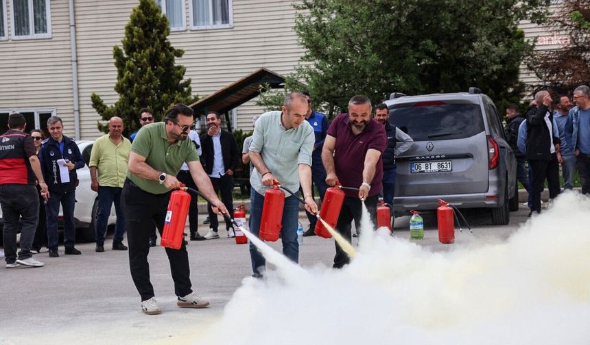 Çankaya Belediyesi Personeline Yangın Söndürme Tatbikatı
